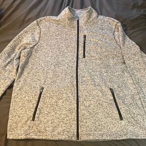 NWOT- men’s zip up sweatshirt   Heather grey, 3 pockets all with zippers.